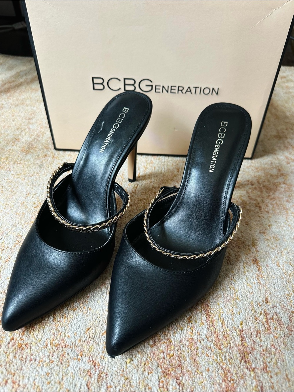 BCBG Gold Chain Heels , Size 9